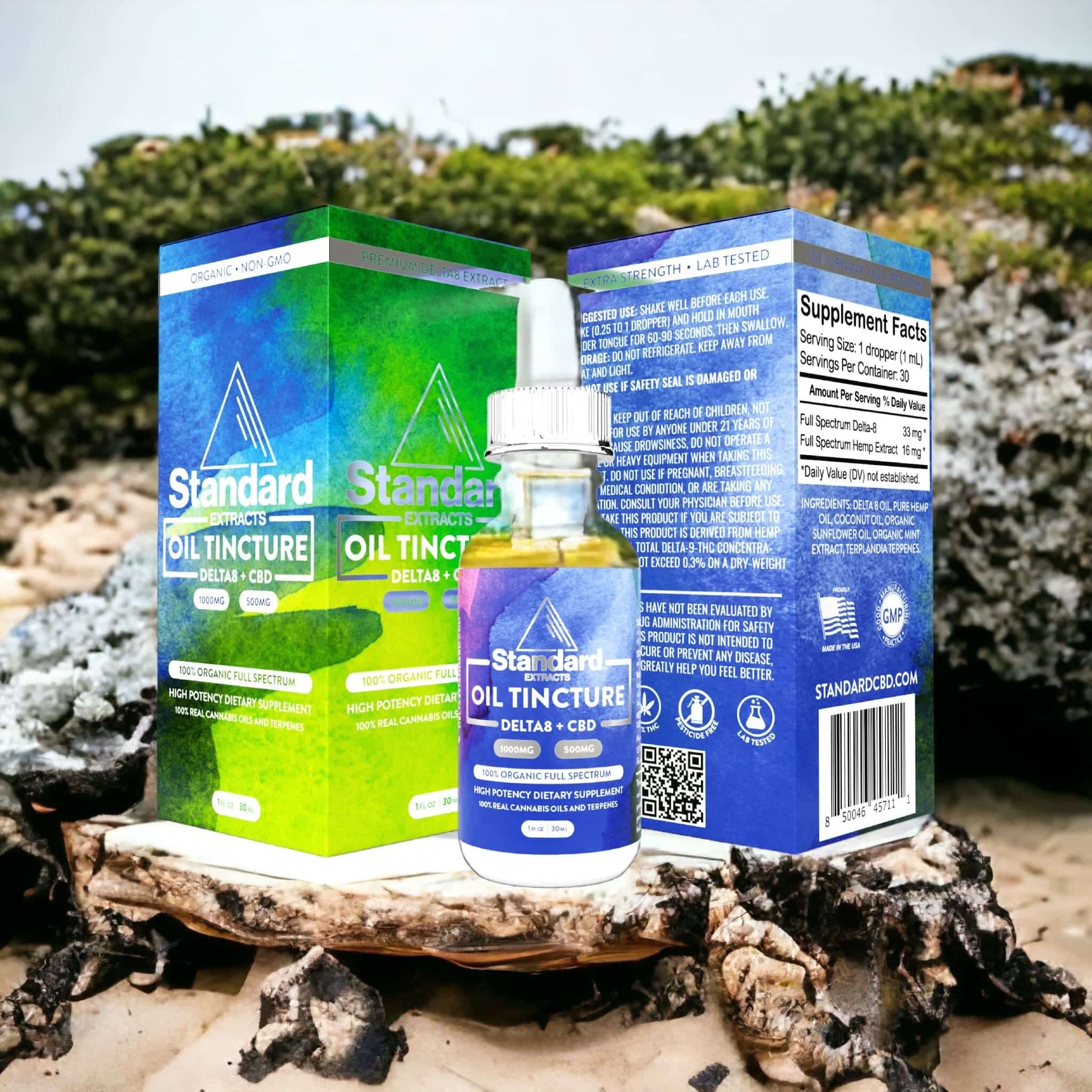 Delta 8 + CBD Tincture – 1000mg + 500mg Blend
